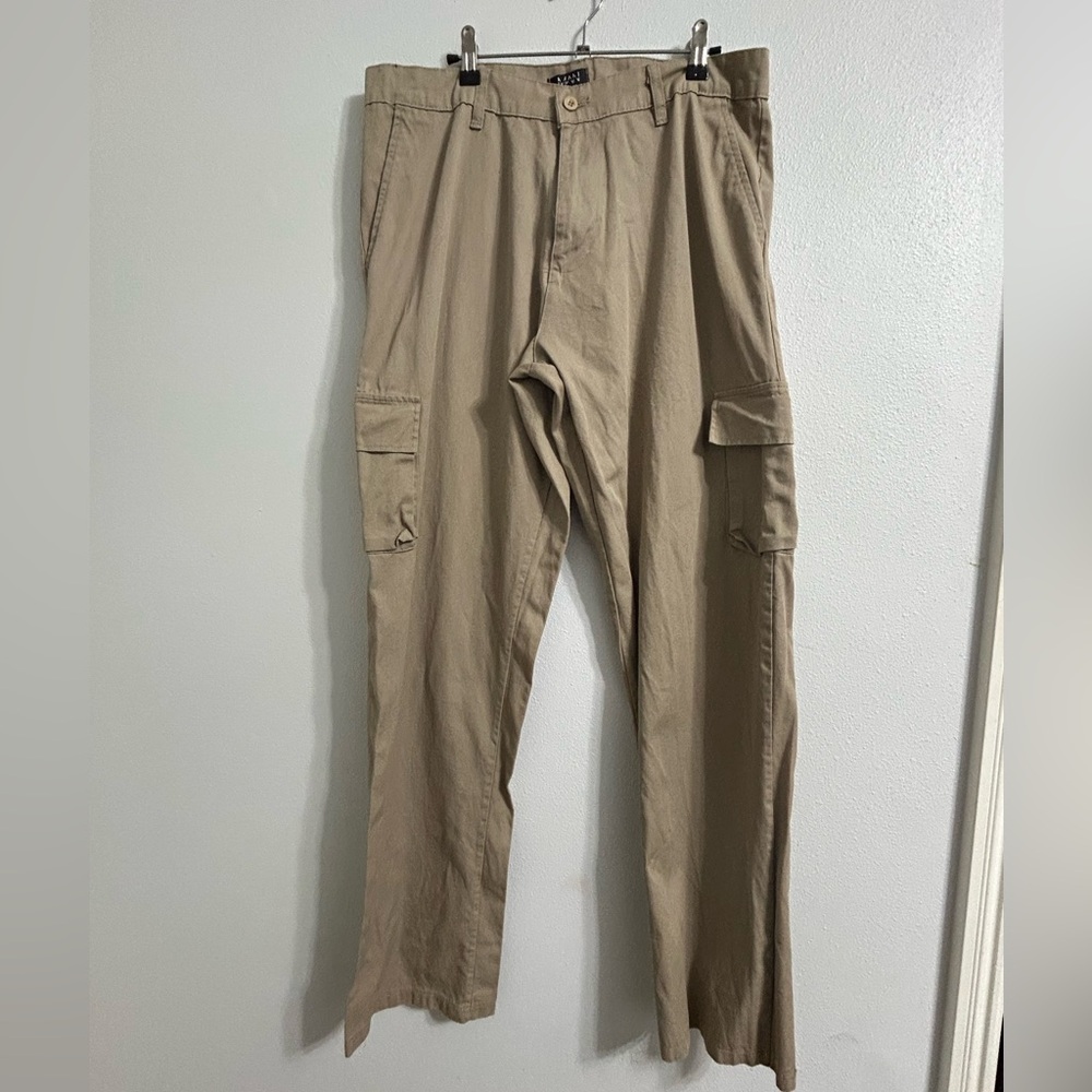 Boohoo Mens Beige Cargo Trousers 34 pants tan jeans khakis slacks Boohooman